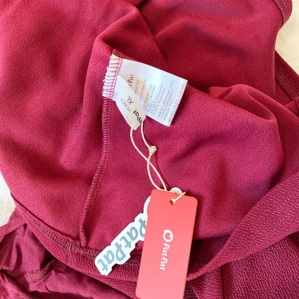 Wine Red A-Line Dress Lace Ruffle Sleeve, Women XL. - Picture 10 of 10